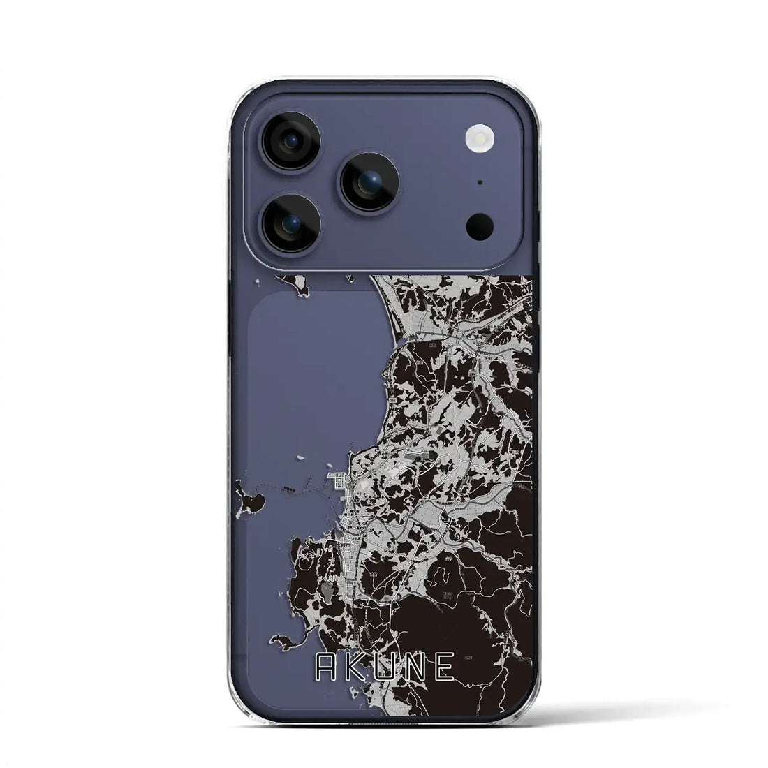【阿久根（鹿児島県）】地図柄iPhoneケース（クリアタイプ）モノトーン・iPhone 17 Pro Max 用