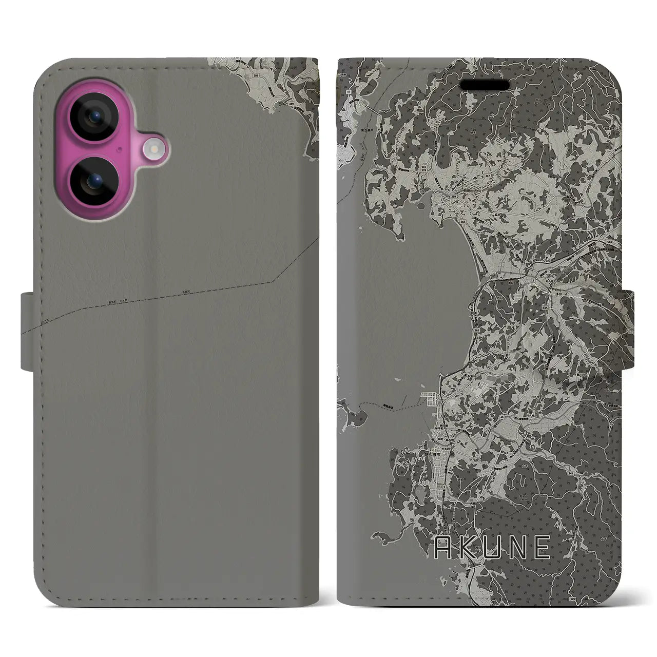 【阿久根（鹿児島県）】地図柄iPhoneケース（手帳タイプ）