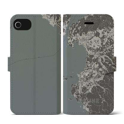 【阿久根（鹿児島県）】地図柄iPhoneケース（手帳タイプ）モノトーン・iPhone SE（第3 / 第2世代） / 8 / 7 / 6s / 6 用