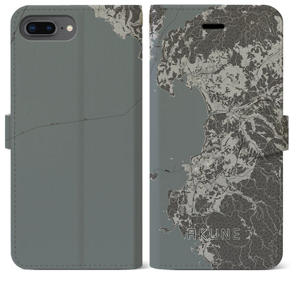 【阿久根（鹿児島県）】地図柄iPhoneケース（手帳タイプ）モノトーン・iPhone 8Plus /7Plus / 6sPlus / 6Plus 用