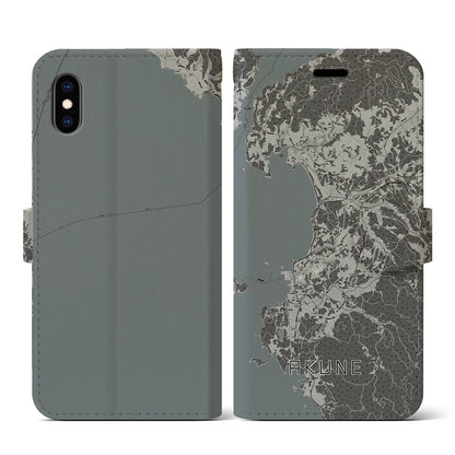 【阿久根（鹿児島県）】地図柄iPhoneケース（手帳タイプ）モノトーン・iPhone XS / X 用