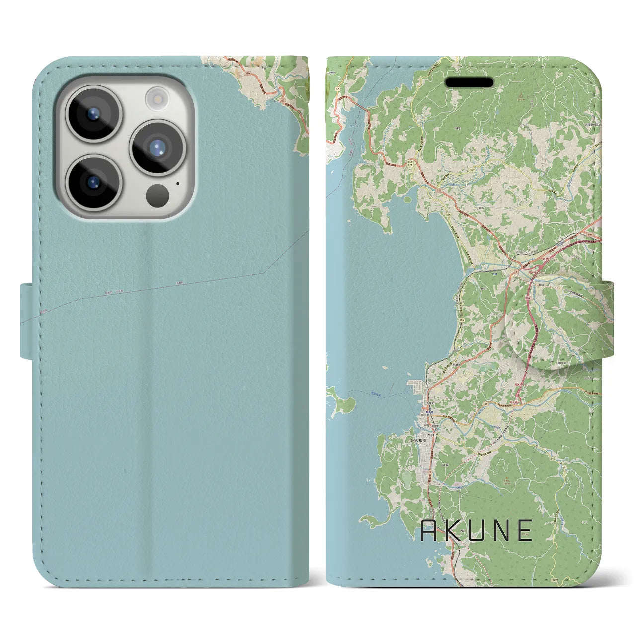 【阿久根（鹿児島県）】地図柄iPhoneケース（手帳タイプ）