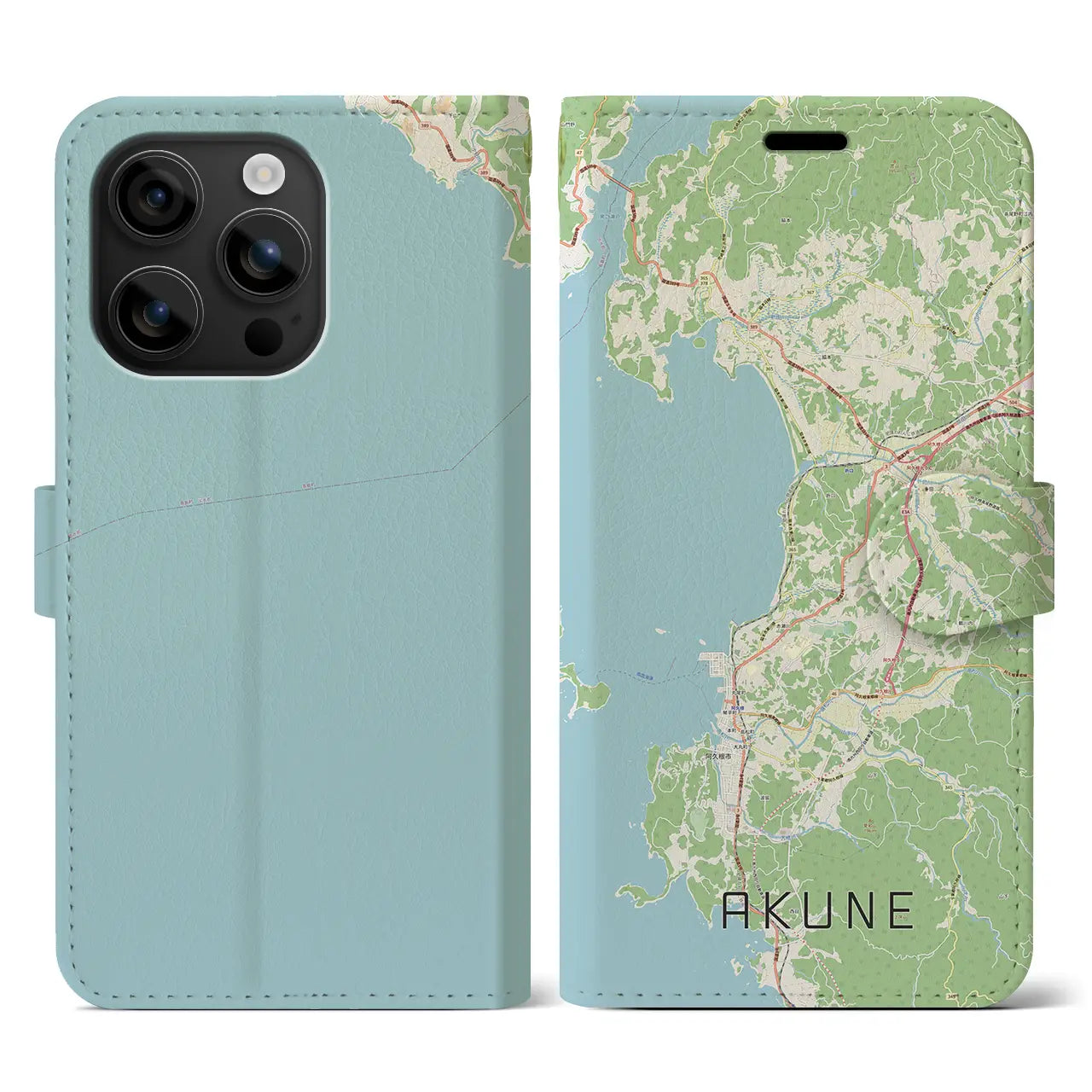 【阿久根（鹿児島県）】地図柄iPhoneケース（手帳タイプ）ナチュラル・iPhone 16 用