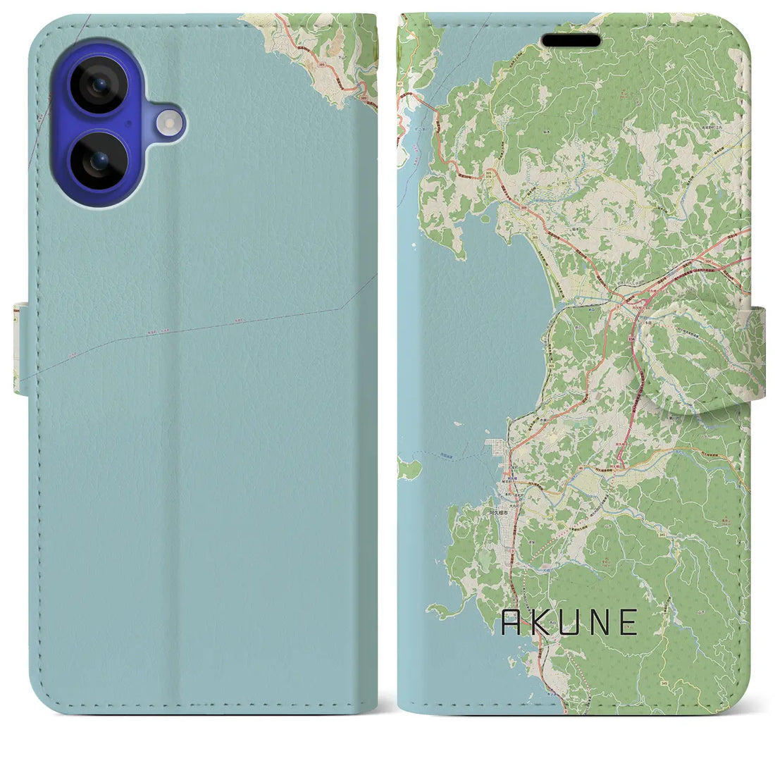 【阿久根（鹿児島県）】地図柄iPhoneケース（手帳タイプ）ナチュラル・iPhone 16 Pro Max 用