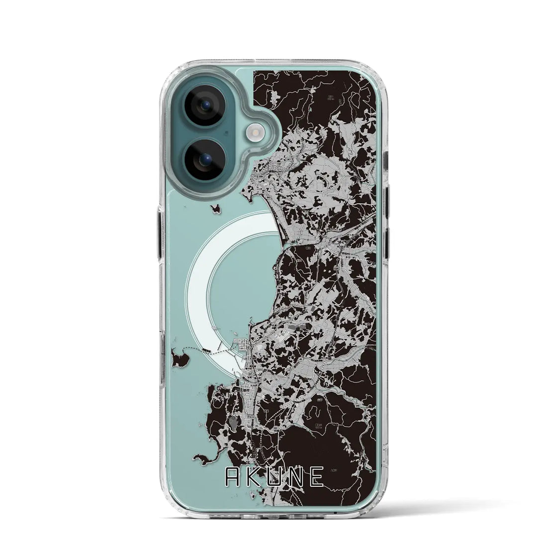 【阿久根(鹿児島県)】地図柄iPhoneケース(MagSafeタイプ)モノトーン・iPhone 16 Pro 用