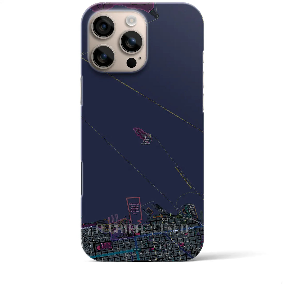 【アルカトラズ島(アメリカ)】地図柄iPhoneケース(バックカバータイプ)