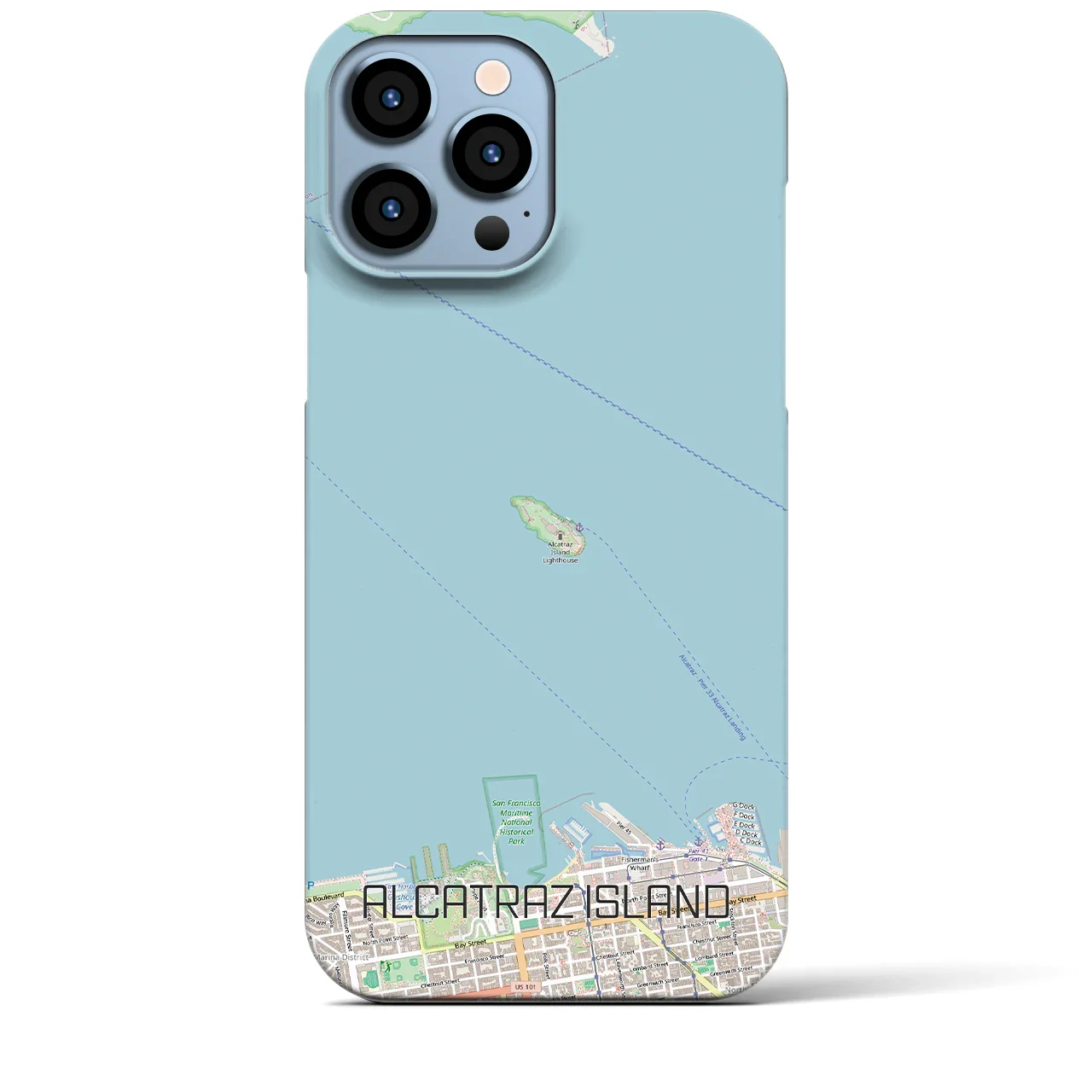 【アルカトラズ島（アメリカ）】地図柄iPhoneケース（バックカバータイプ）