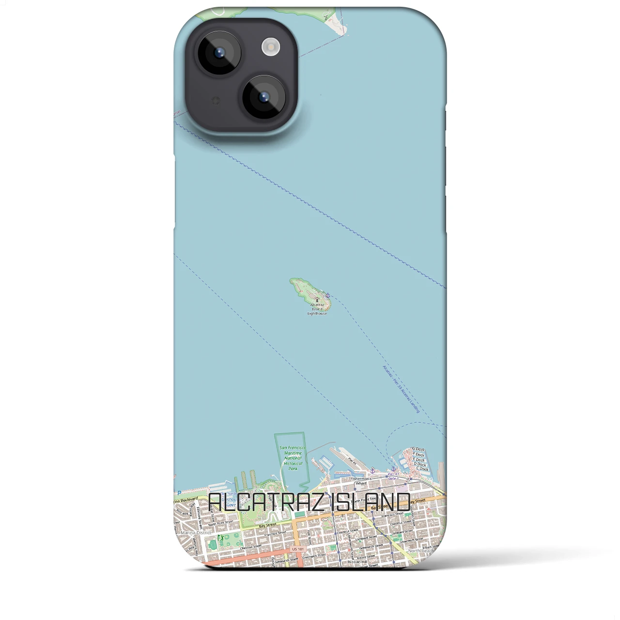 【アルカトラズ島（アメリカ）】地図柄iPhoneケース（バックカバータイプ）ナチュラル・iPhone 14 Plus 用