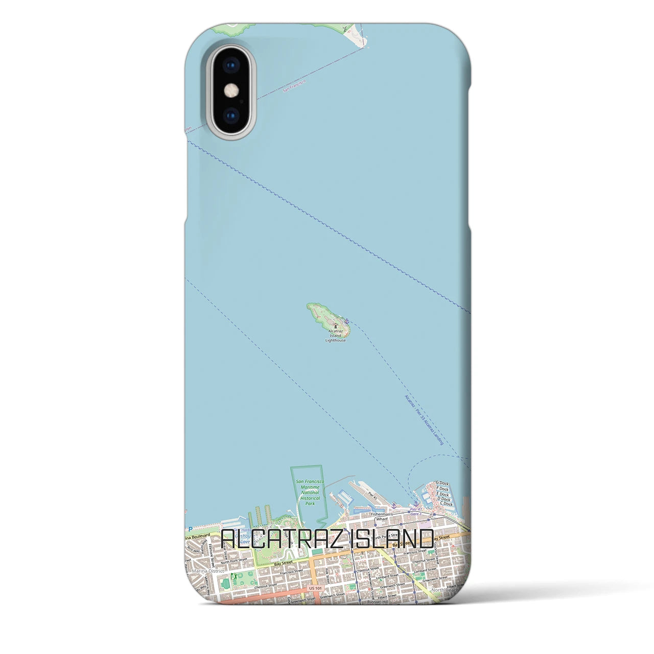 【アルカトラズ島（アメリカ）】地図柄iPhoneケース（バックカバータイプ）ナチュラル・iPhone XS Max 用