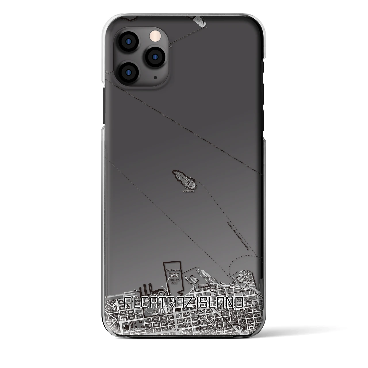 【アルカトラズ島（アメリカ）】地図柄iPhoneケース（クリアタイプ）