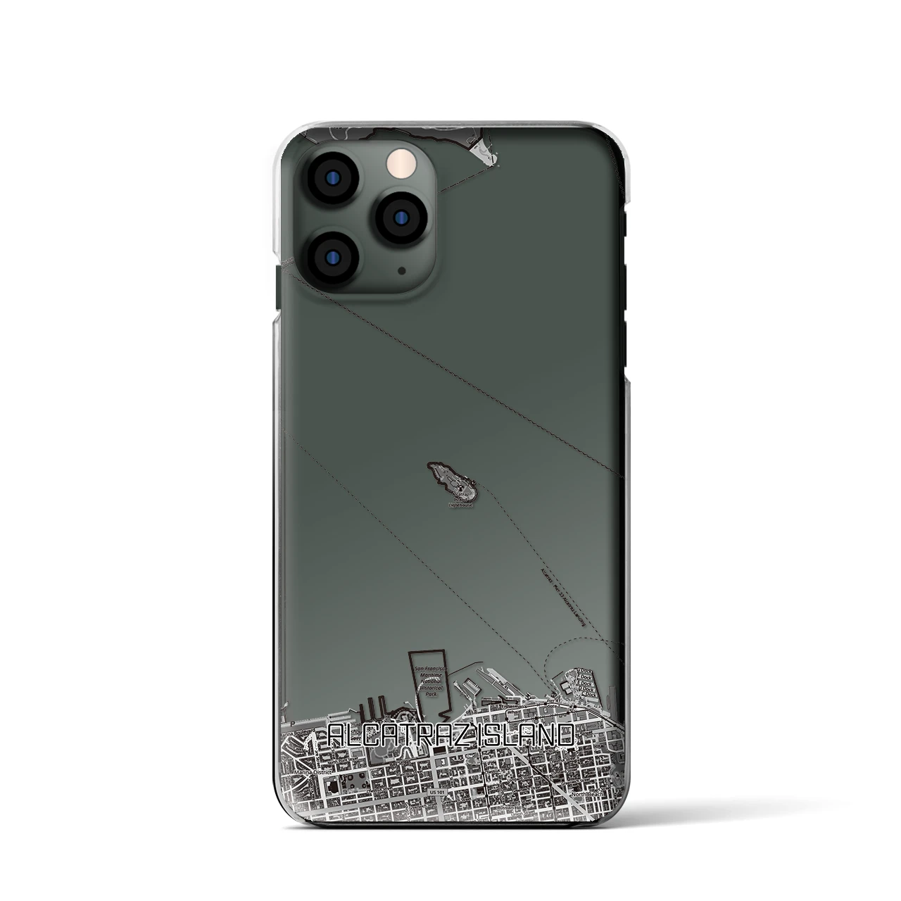 【アルカトラズ島（アメリカ）】地図柄iPhoneケース（クリアタイプ）