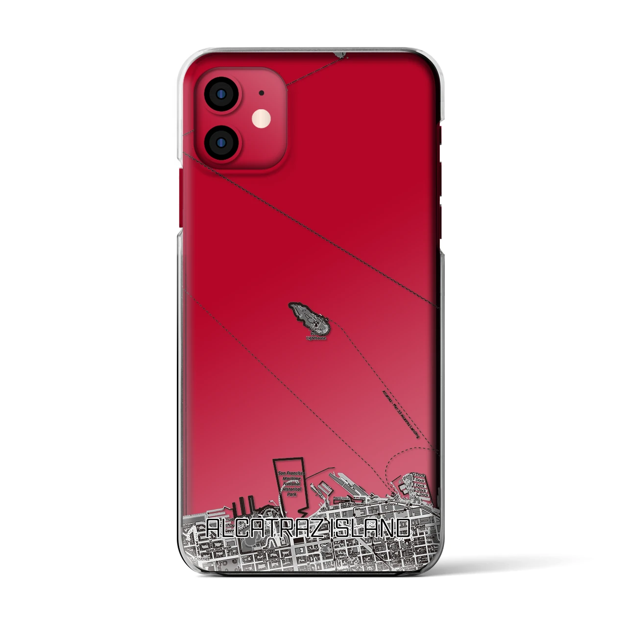 【アルカトラズ島（アメリカ）】地図柄iPhoneケース（クリアタイプ）