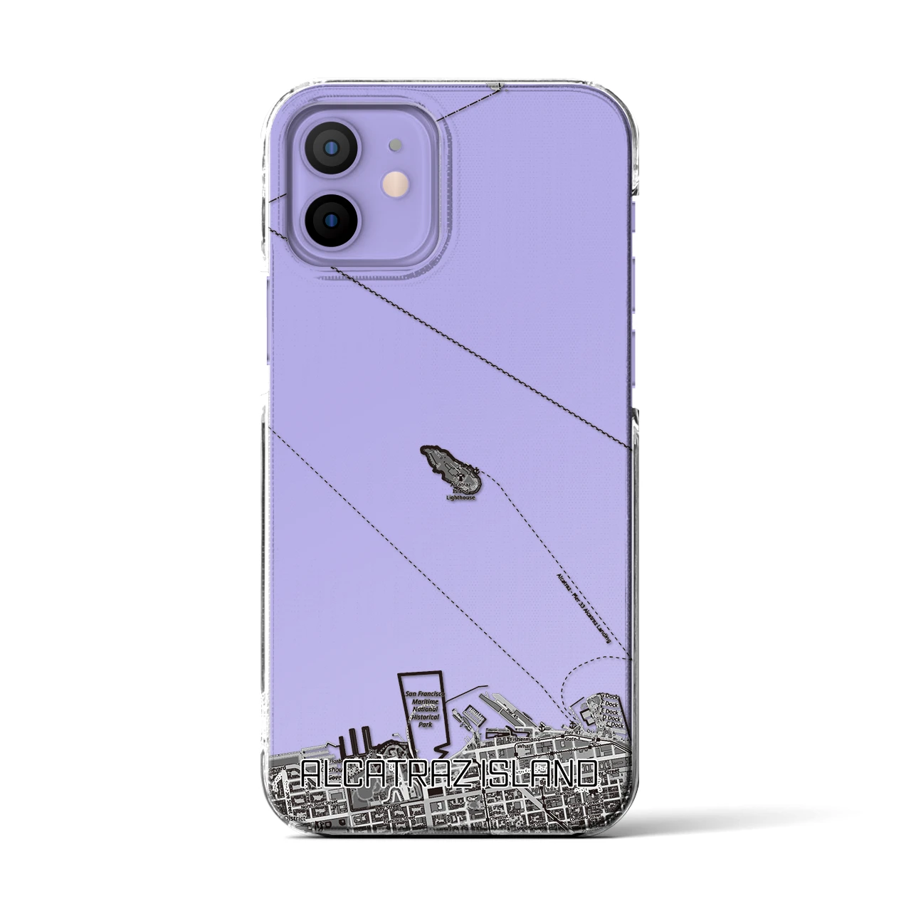 【アルカトラズ島（アメリカ）】地図柄iPhoneケース（クリアタイプ）