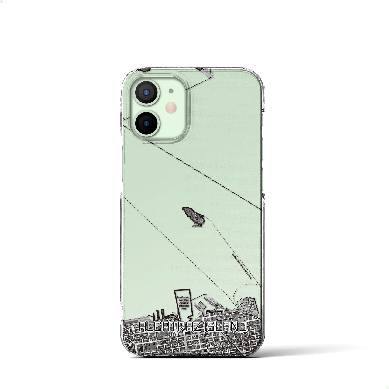 【アルカトラズ島（アメリカ）】地図柄iPhoneケース（クリアタイプ）