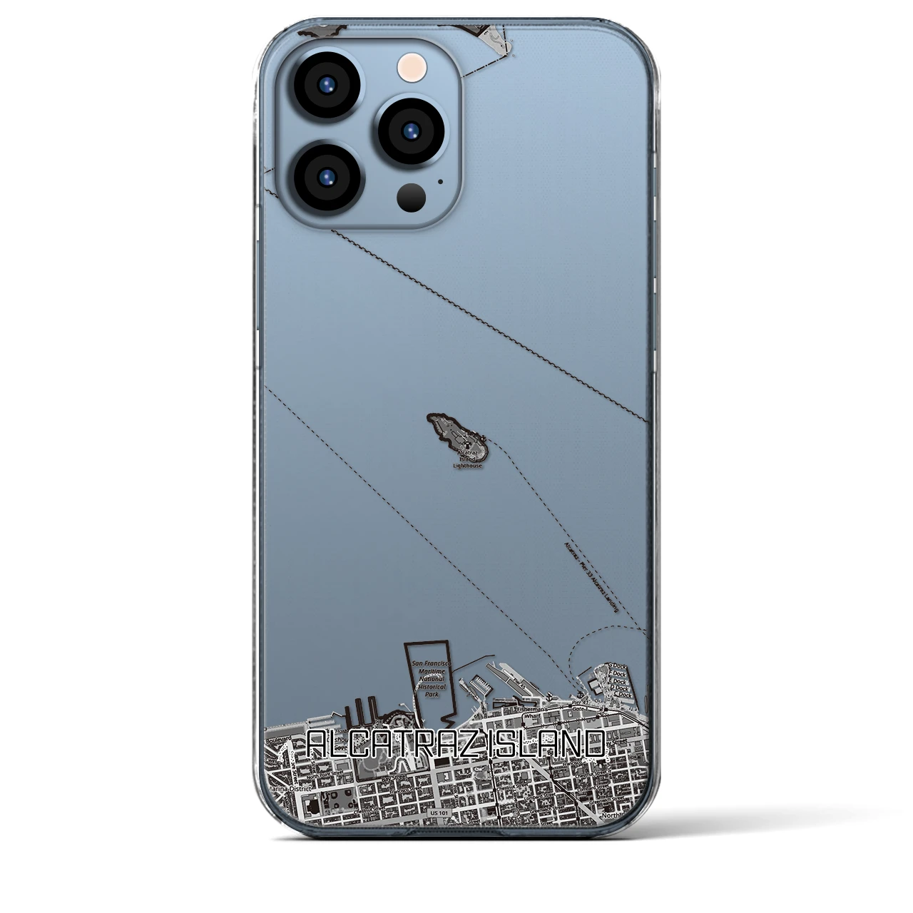 【アルカトラズ島（アメリカ）】地図柄iPhoneケース（クリアタイプ）