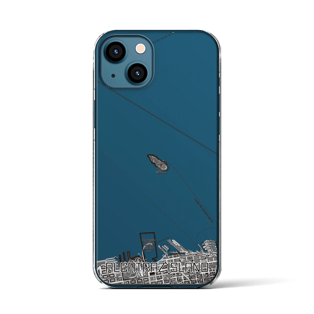 【アルカトラズ島（アメリカ）】地図柄iPhoneケース（クリアタイプ）
