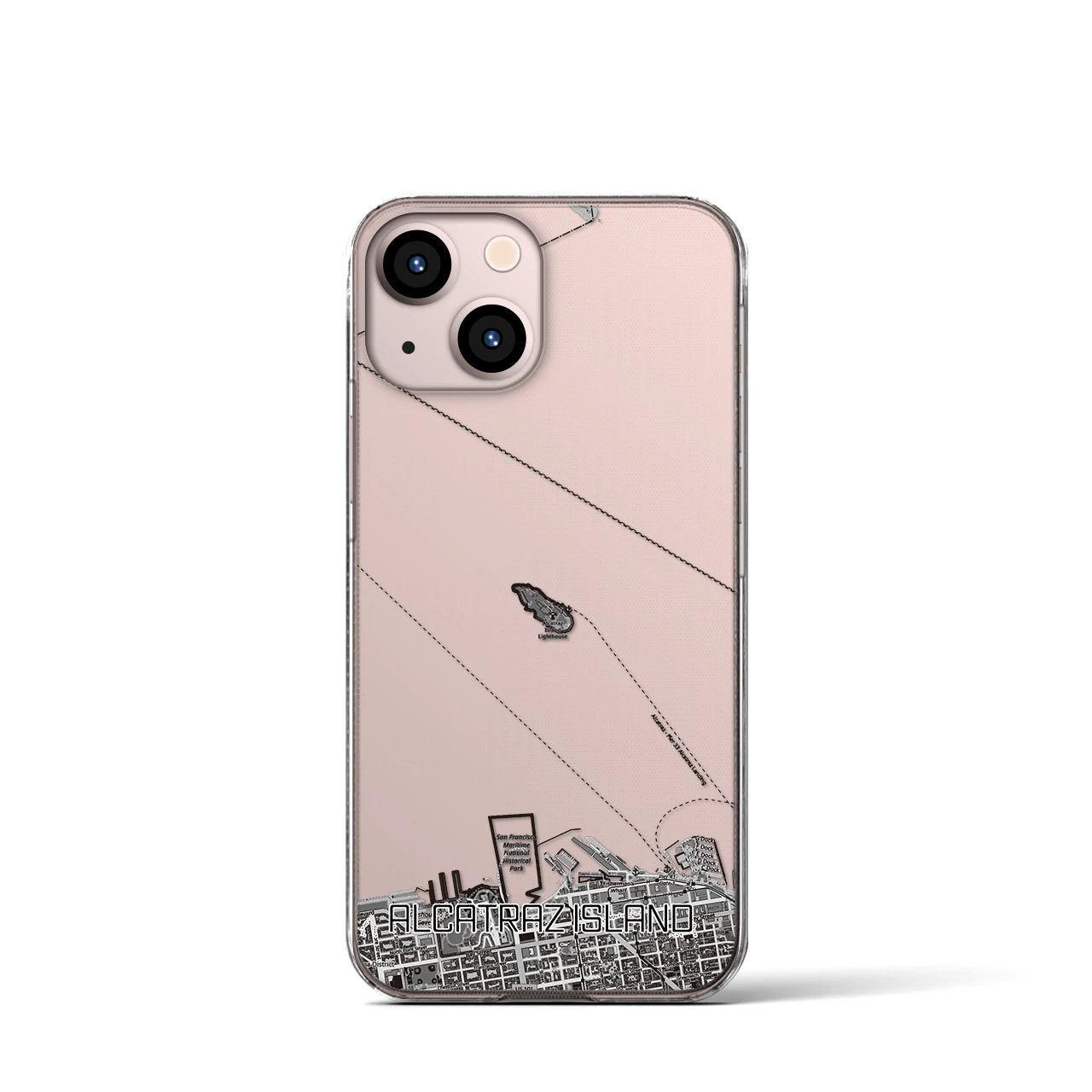 【アルカトラズ島（アメリカ）】地図柄iPhoneケース（クリアタイプ）