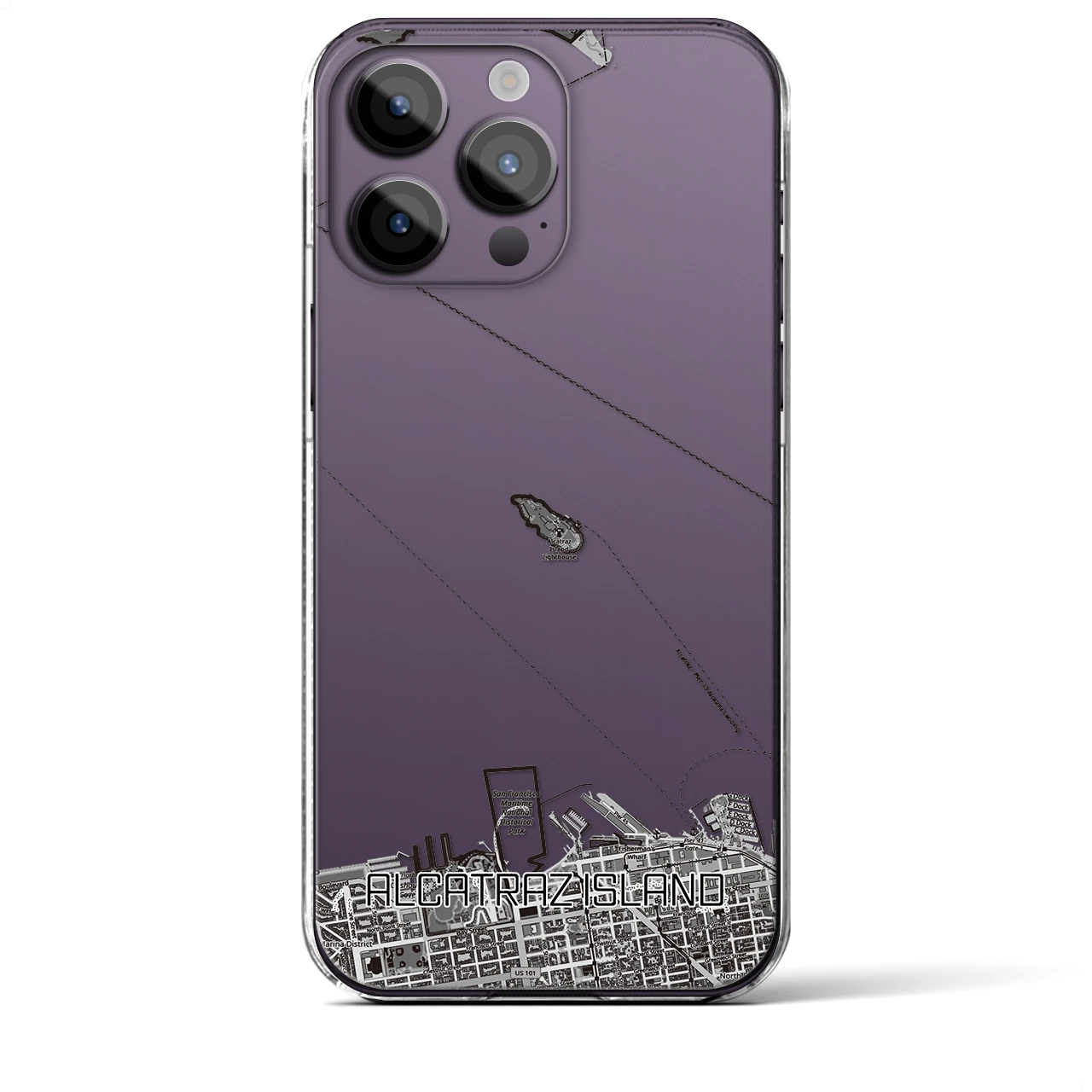 【アルカトラズ島（アメリカ）】地図柄iPhoneケース（クリアタイプ）