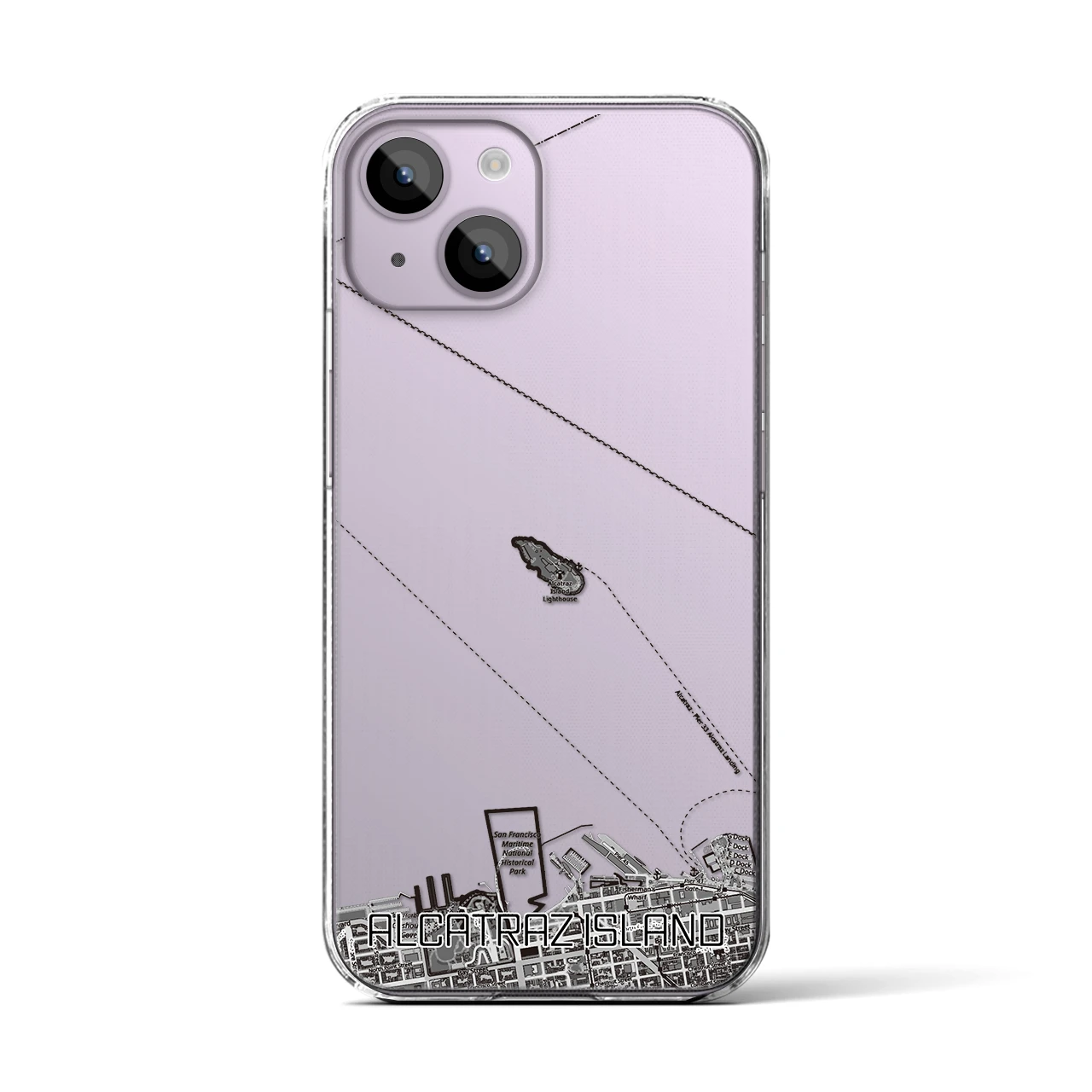 【アルカトラズ島（アメリカ）】地図柄iPhoneケース（クリアタイプ）