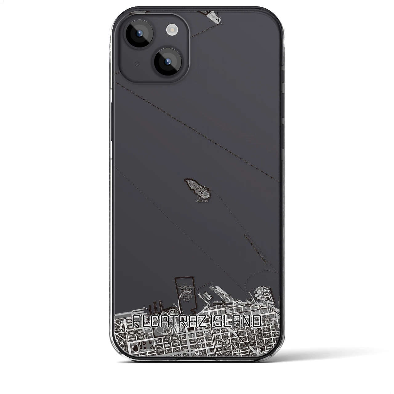 【アルカトラズ島（アメリカ）】地図柄iPhoneケース（クリアタイプ）