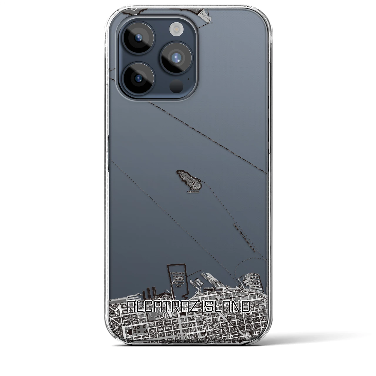【アルカトラズ島（アメリカ）】地図柄iPhoneケース（クリアタイプ）