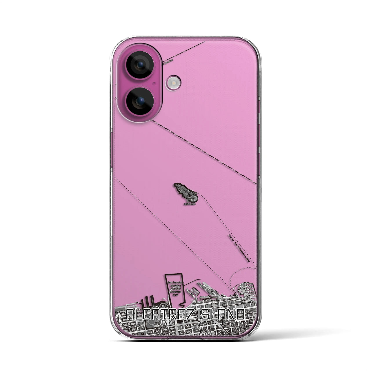 【アルカトラズ島（アメリカ）】地図柄iPhoneケース（クリアタイプ）