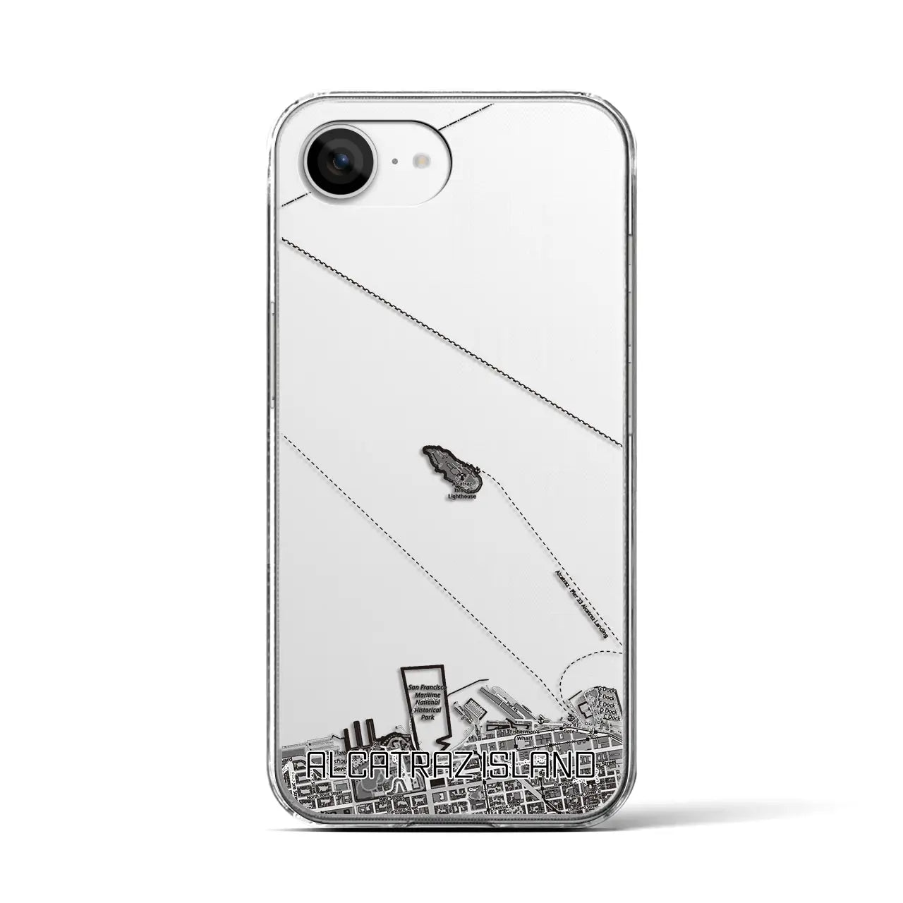 【アルカトラズ島（アメリカ）】地図柄iPhoneケース（クリアタイプ）