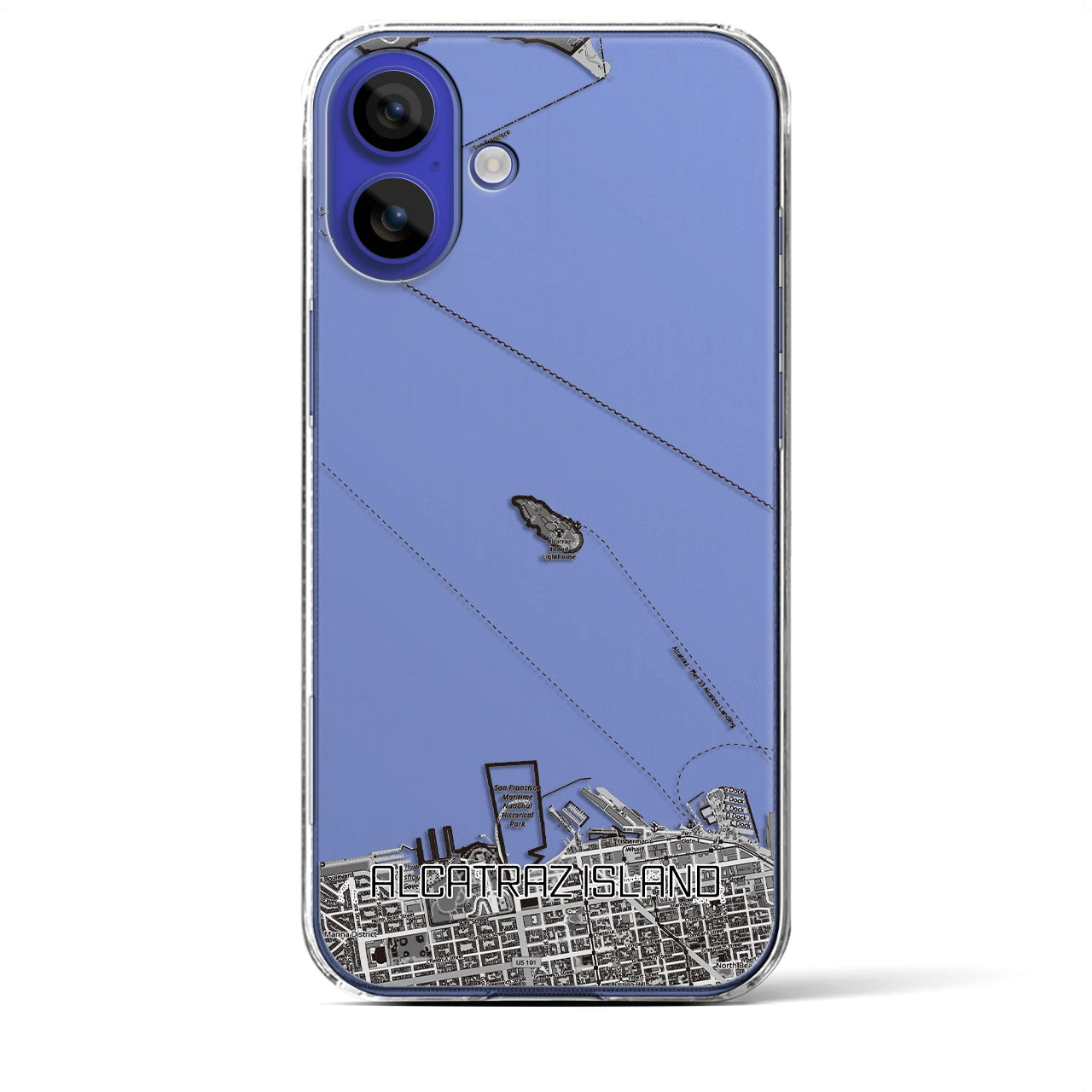【アルカトラズ島（アメリカ）】地図柄iPhoneケース（クリアタイプ）