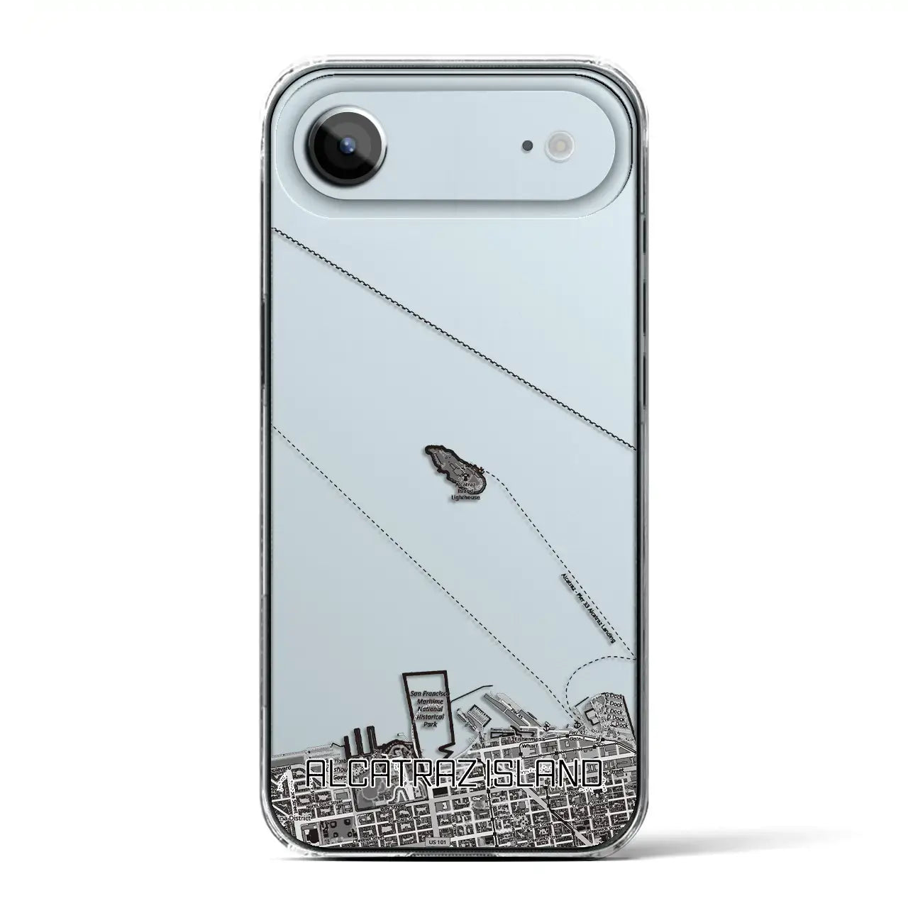 【アルカトラズ島（アメリカ）】地図柄iPhoneケース（クリアタイプ）