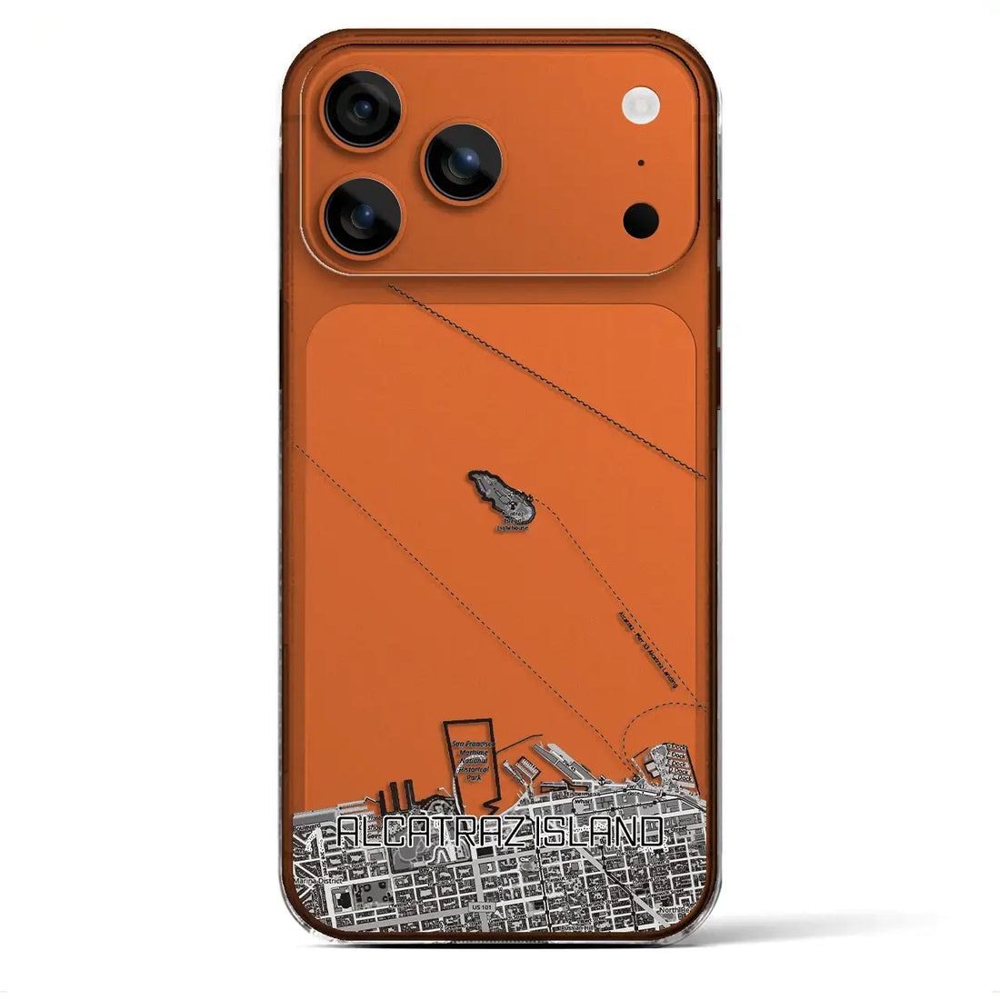 【アルカトラズ島（アメリカ）】地図柄iPhoneケース（クリアタイプ）