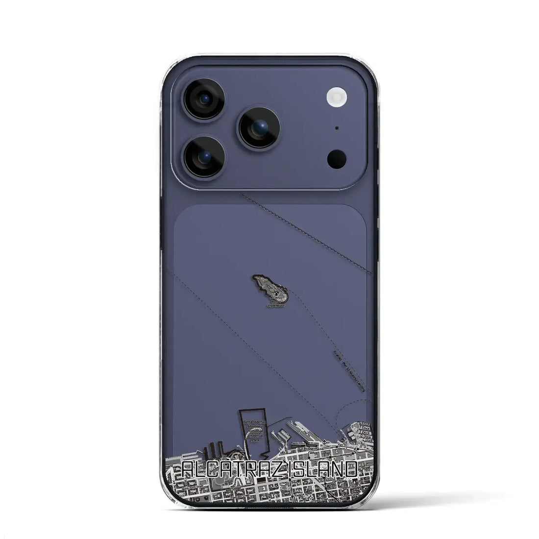 【アルカトラズ島（アメリカ）】地図柄iPhoneケース（クリアタイプ）モノトーン・iPhone 17 Pro Max 用