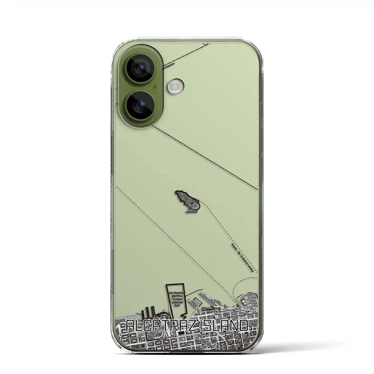【アルカトラズ島（アメリカ）】地図柄iPhoneケース（クリアタイプ）