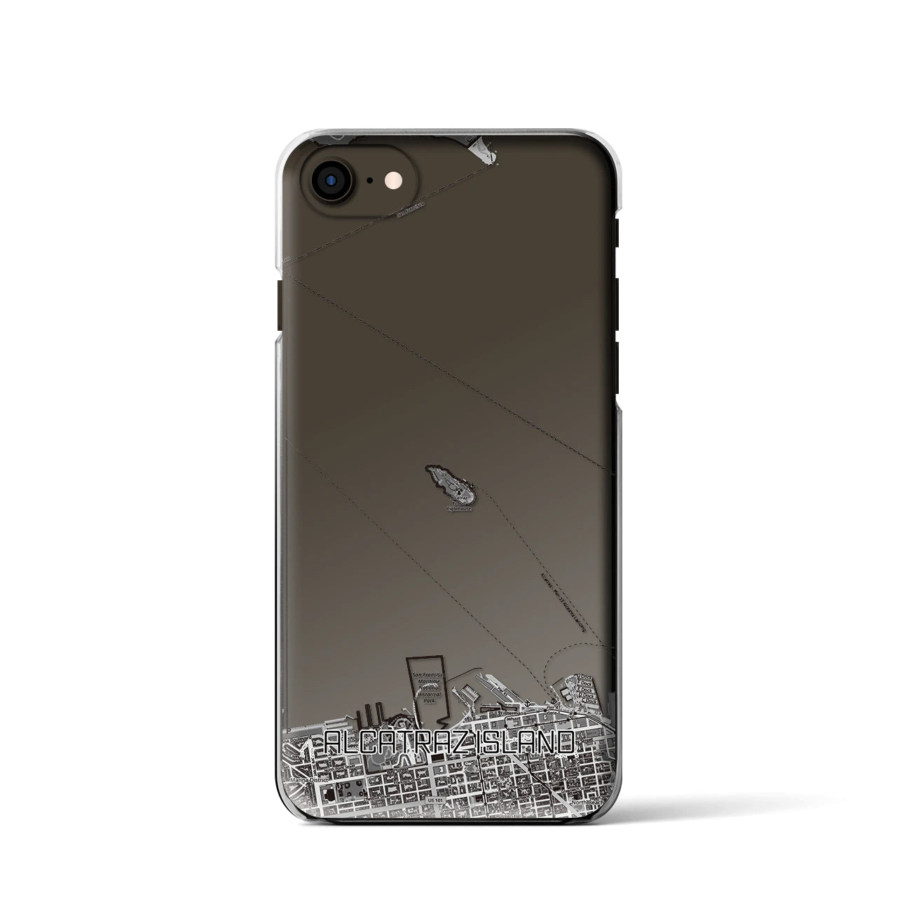【アルカトラズ島（アメリカ）】地図柄iPhoneケース（クリアタイプ）