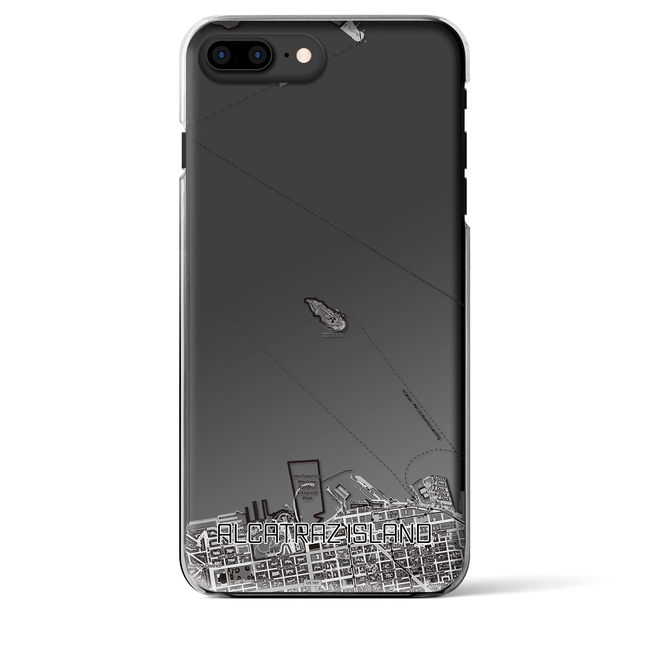 【アルカトラズ島（アメリカ）】地図柄iPhoneケース（クリアタイプ）