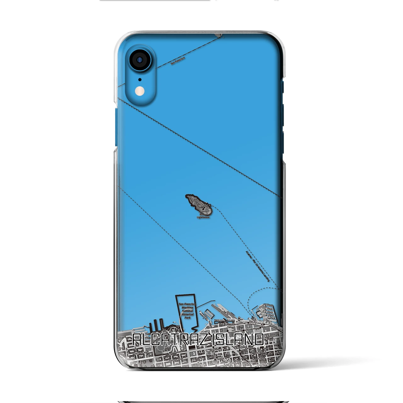 【アルカトラズ島（アメリカ）】地図柄iPhoneケース（クリアタイプ）