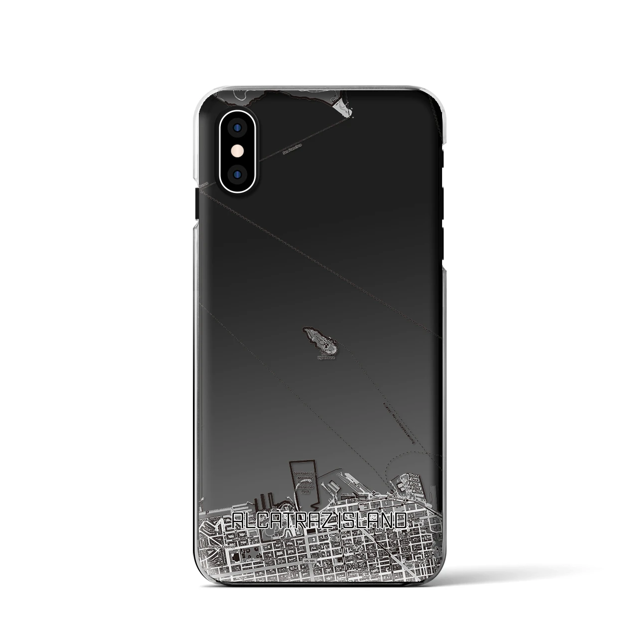 【アルカトラズ島（アメリカ）】地図柄iPhoneケース（クリアタイプ）