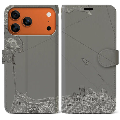 【アルカトラズ島（アメリカ）】地図柄iPhoneケース（手帳タイプ）