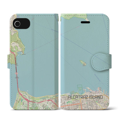 【アルカトラズ島（アメリカ）】地図柄iPhoneケース（手帳タイプ）ナチュラル・iPhone SE（第3 / 第2世代） / 8 / 7 / 6s / 6 用