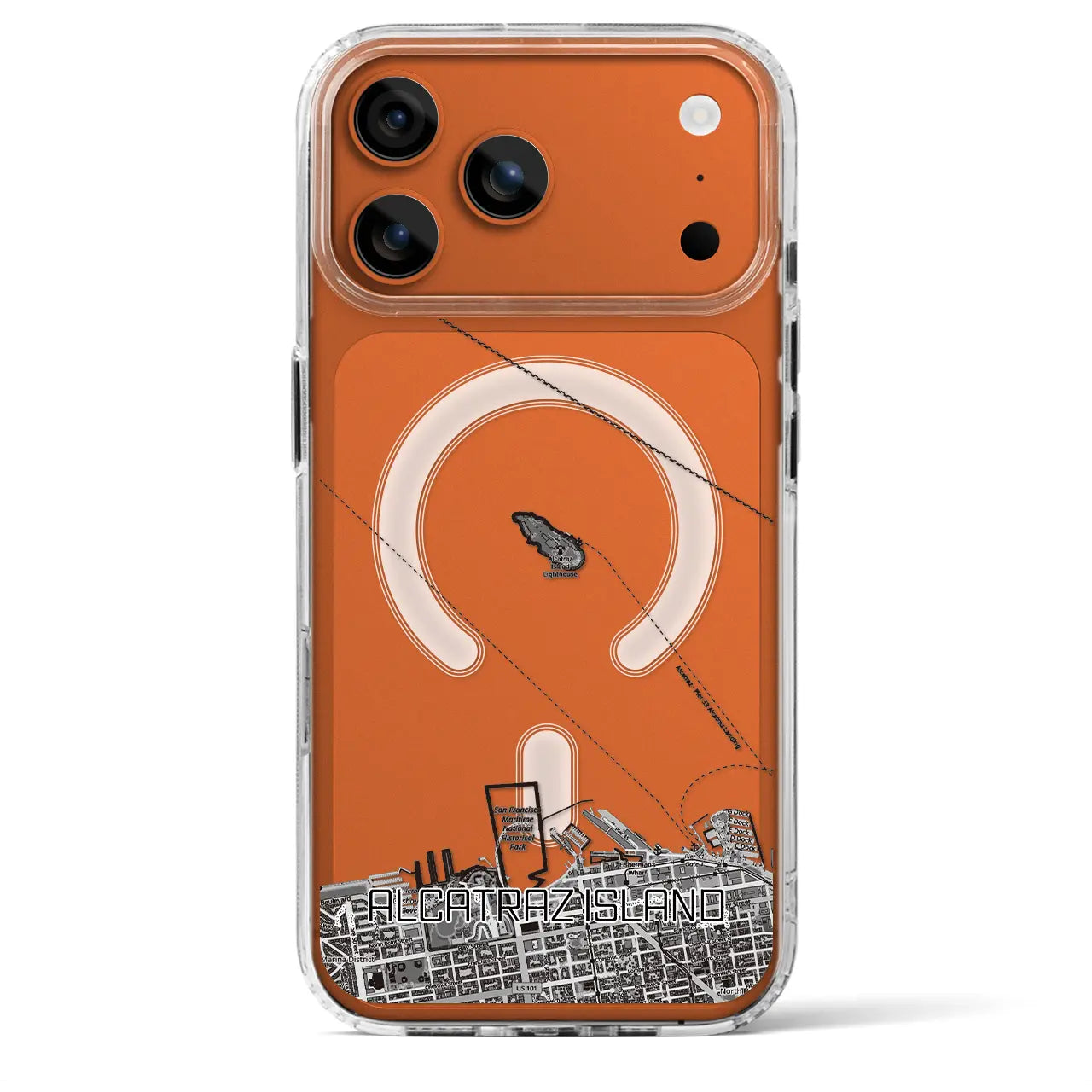 【アルカトラズ島（アメリカ）】地図柄iPhoneケース（MagSafeタイプ）