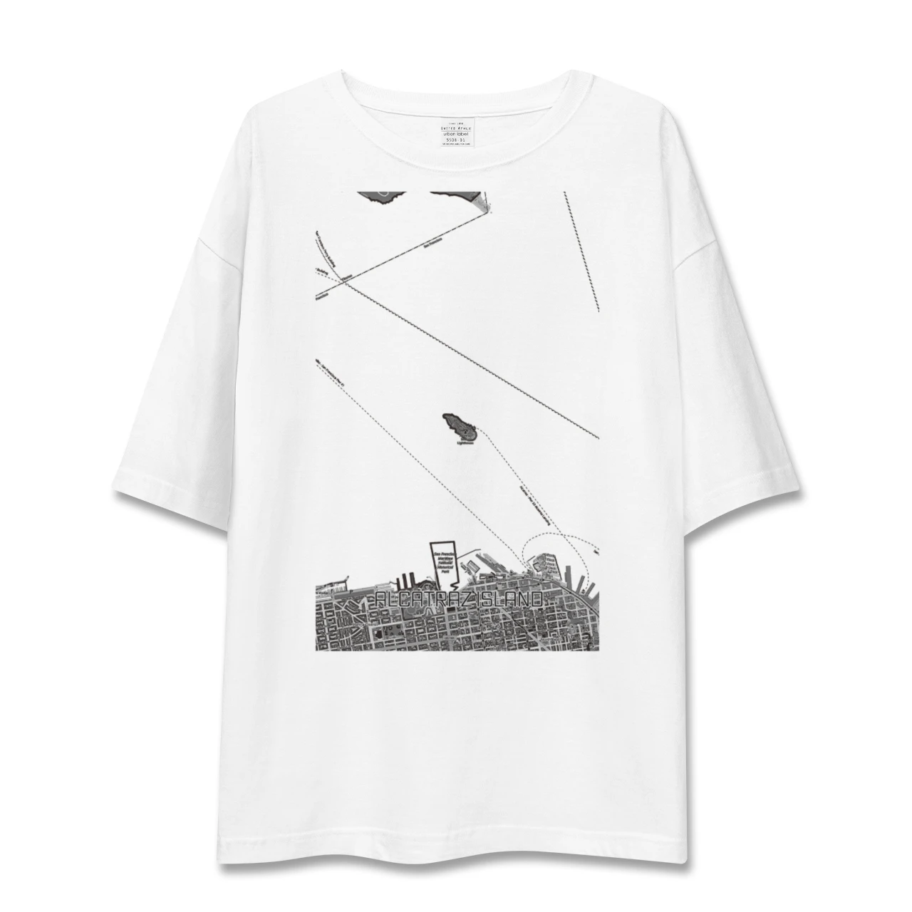 【アルカトラズ島（アメリカ）】地図柄ビッグシルエットTシャツ