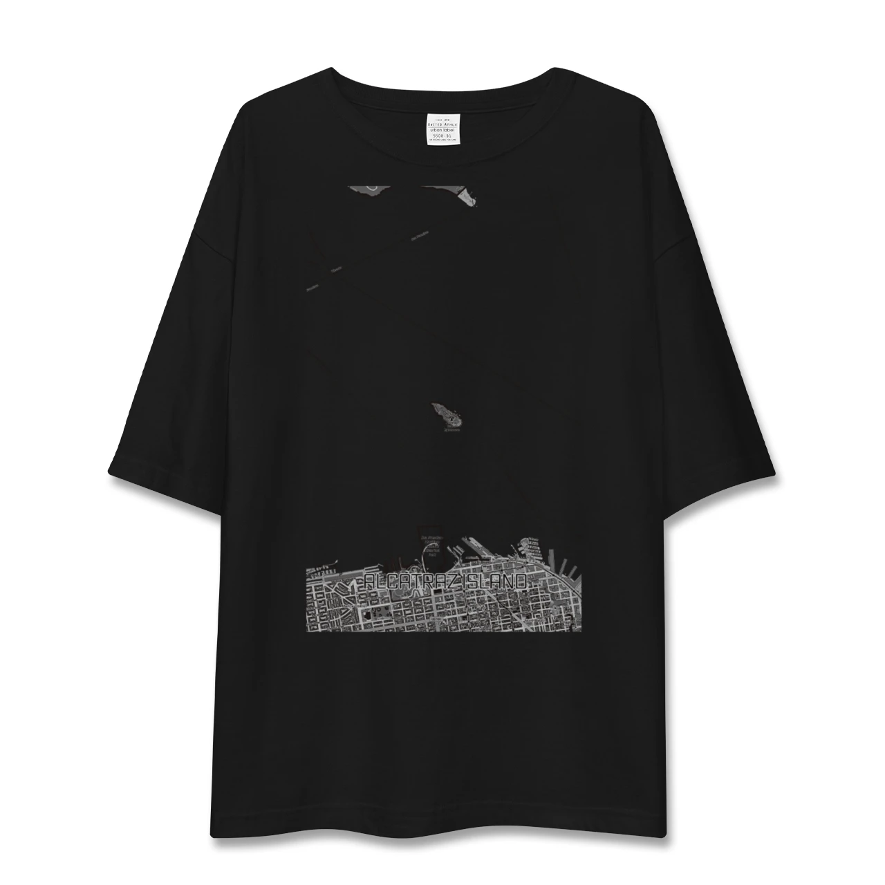 【アルカトラズ島（アメリカ）】地図柄ビッグシルエットTシャツ