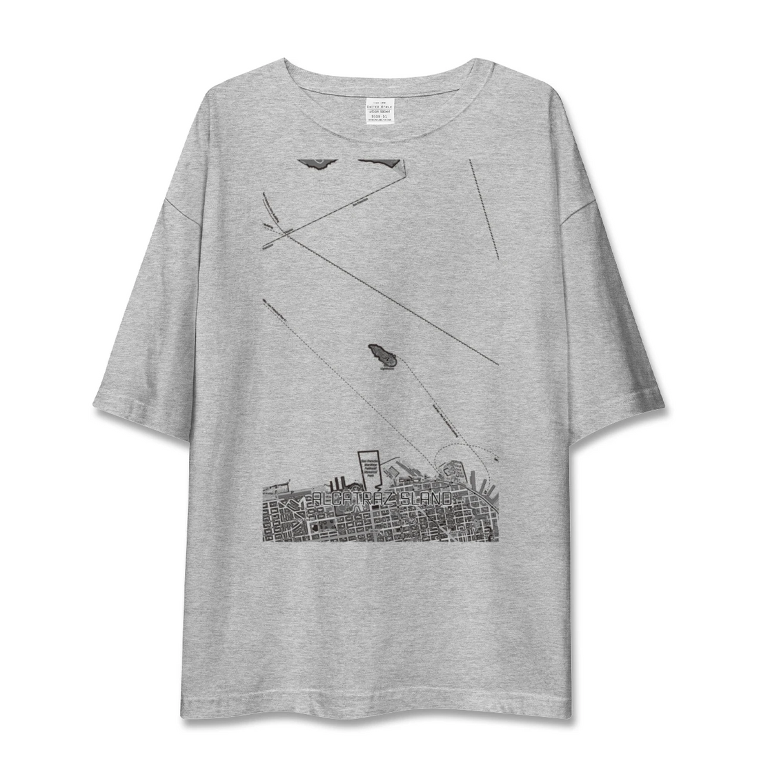 【アルカトラズ島（アメリカ）】地図柄ビッグシルエットTシャツ