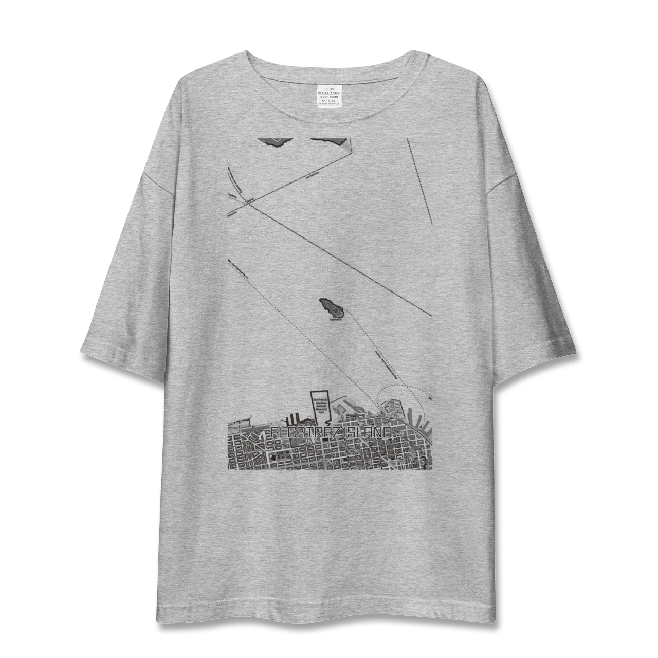 【アルカトラズ島（アメリカ）】地図柄ビッグシルエットTシャツ