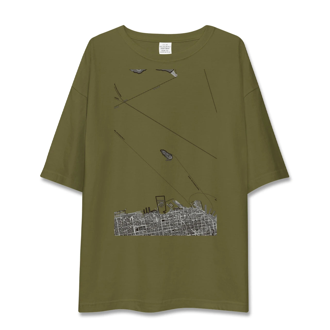 【アルカトラズ島（アメリカ）】地図柄ビッグシルエットTシャツ