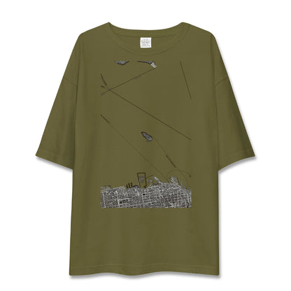 【アルカトラズ島（アメリカ）】地図柄ビッグシルエットTシャツ