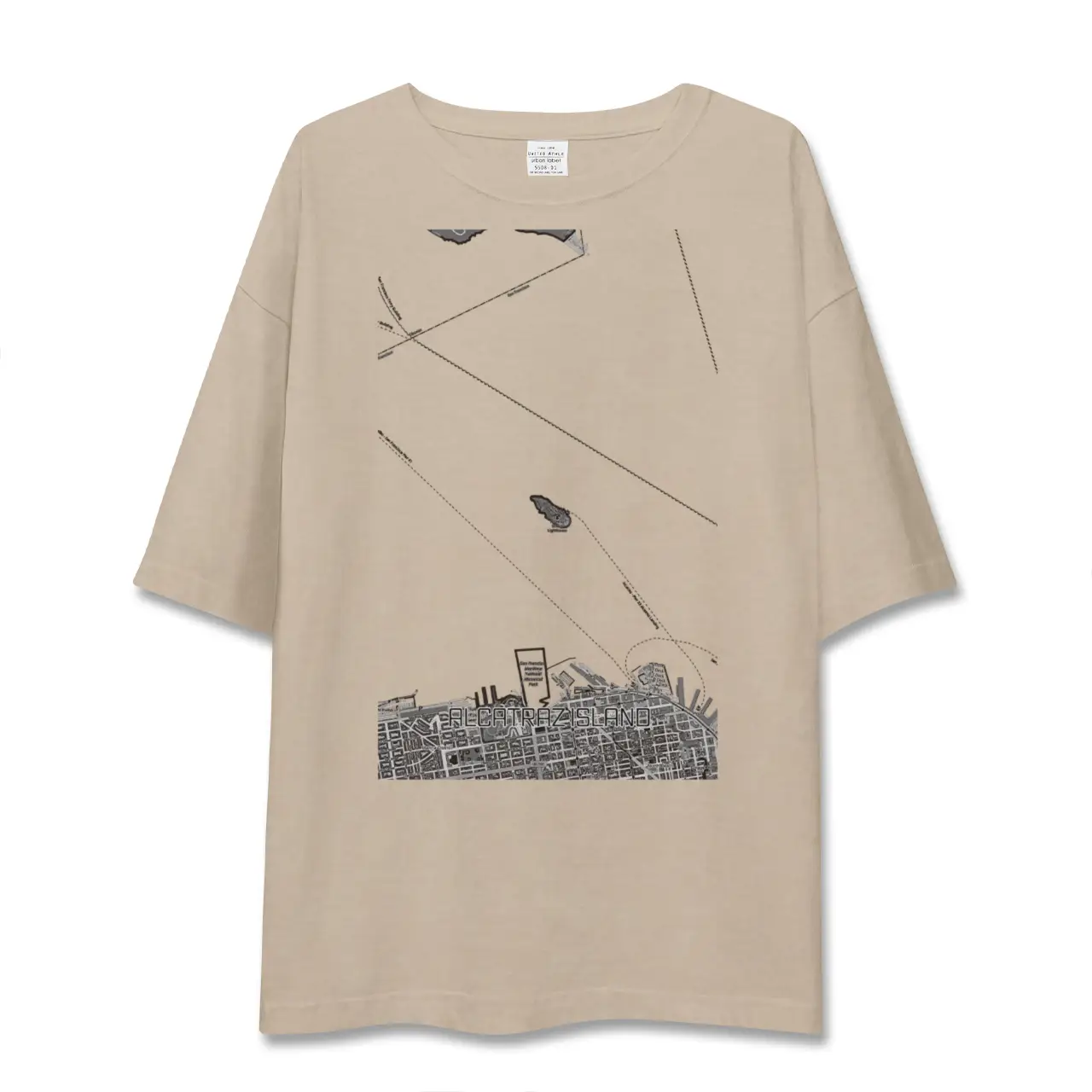 【アルカトラズ島（アメリカ）】地図柄ビッグシルエットTシャツ
