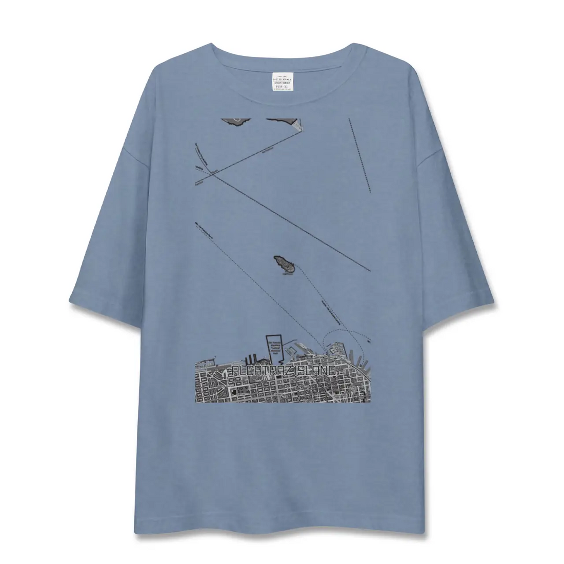 【アルカトラズ島（アメリカ）】地図柄ビッグシルエットTシャツ