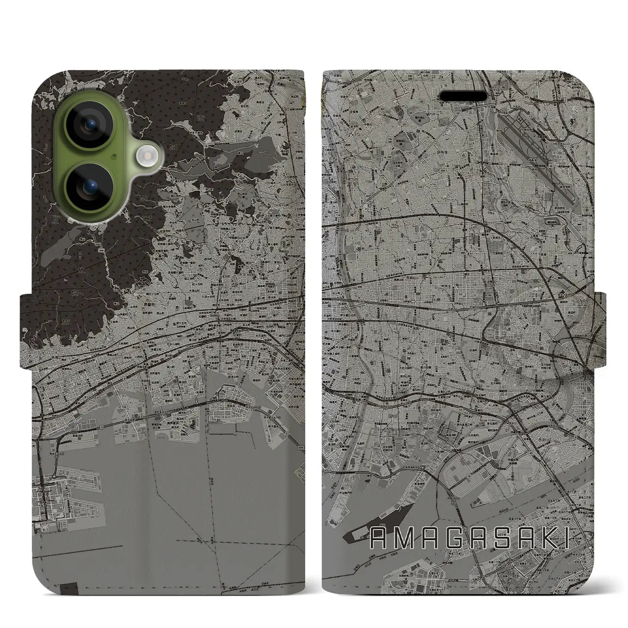 【尼崎（兵庫県）】地図柄iPhoneケース（手帳タイプ）