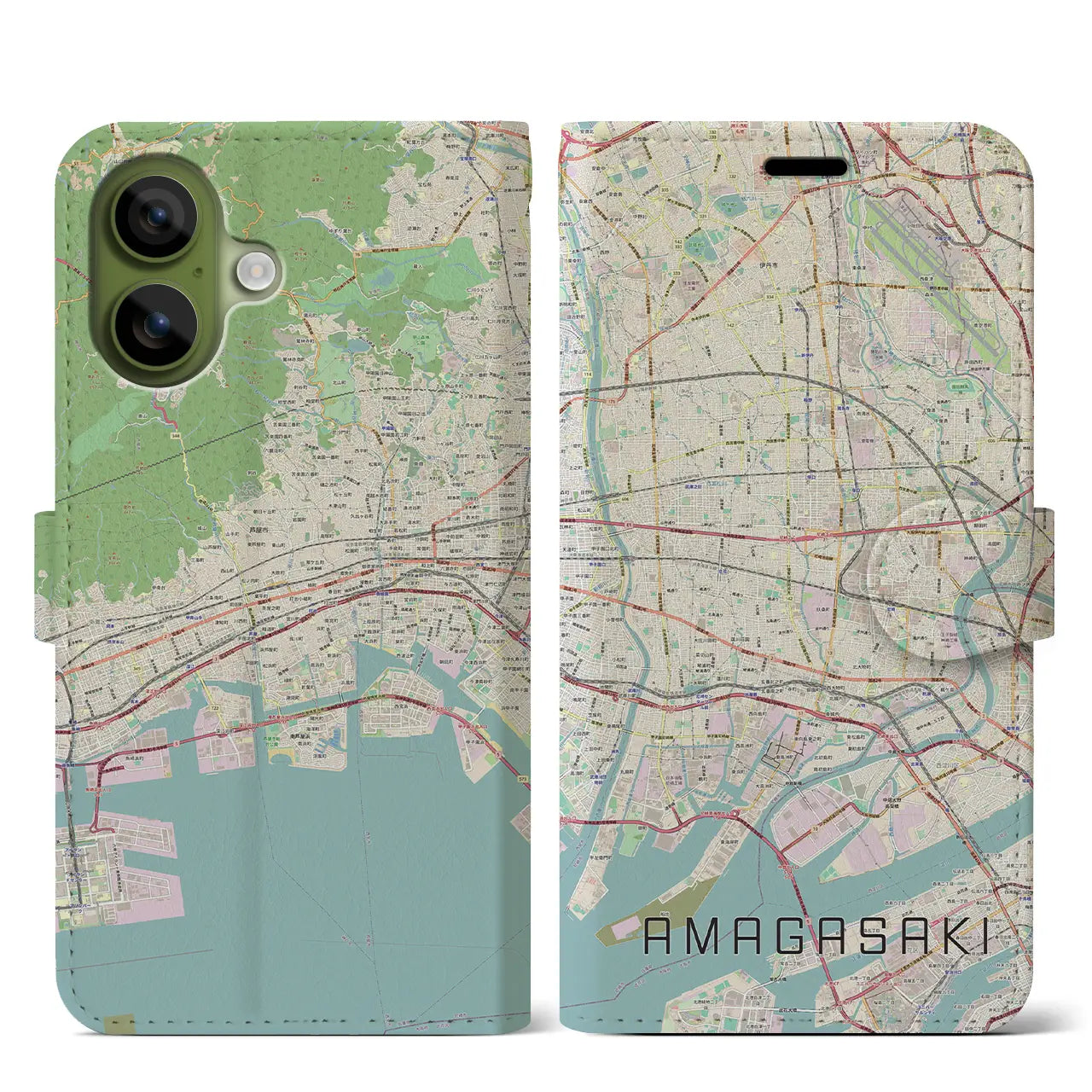 【尼崎（兵庫県）】地図柄iPhoneケース（手帳タイプ）