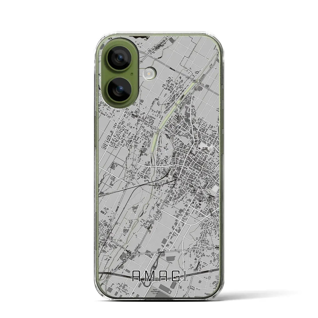 【甘木（福岡県）】地図柄iPhoneケース（クリアタイプ）モノトーン・iPhone 17 Pro Max 用